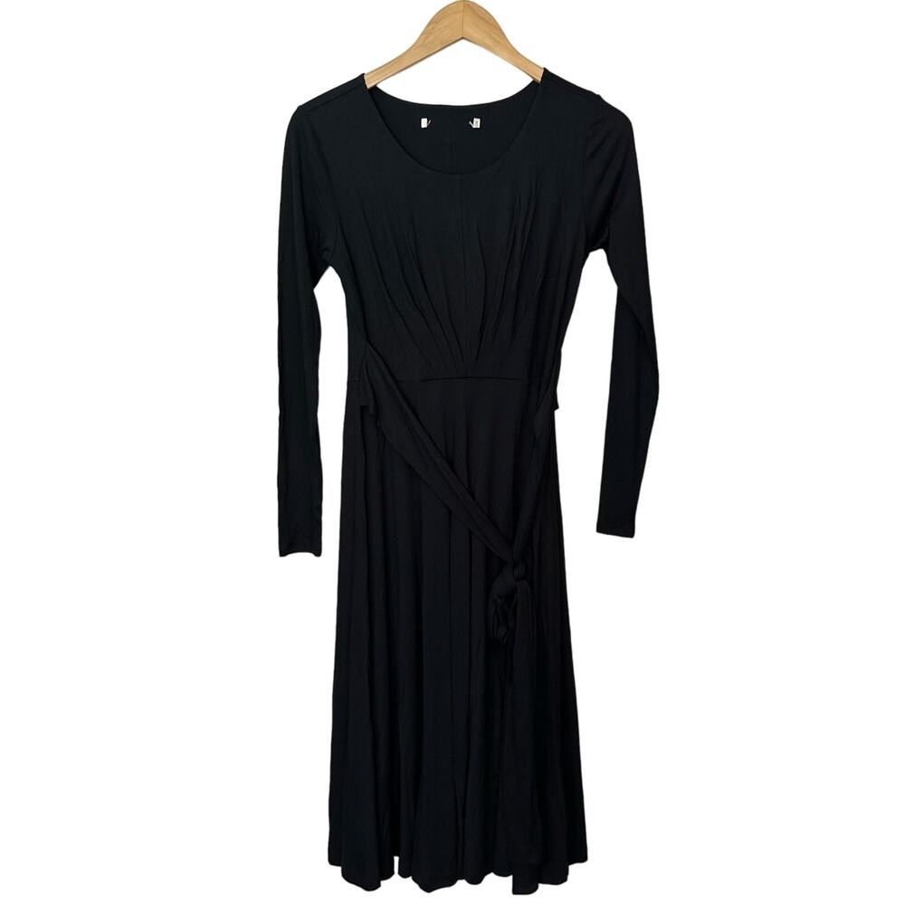 Peruvian Connection Maxi Dress‎ Women's XS Solid Black Tie Waist Pima Modal Soft